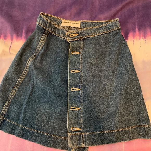 Denim Button Front A-Line Mini Skirt Wash Women's - Picture 2 of 4